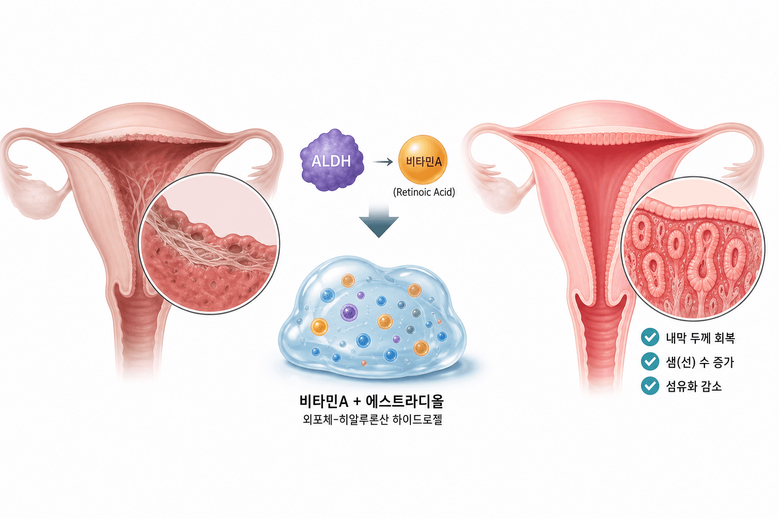 반복 소파술 손상 자궁내막 되살린다…'ALDH-비타민A 축' 활성화